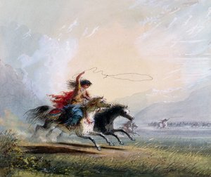 Shoshone-Frau fängt ein Pferd, 1837